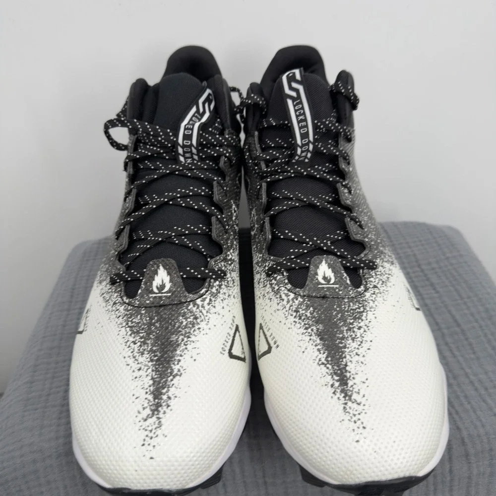 Under Armour Spotlight Cleats Men's 16‎ Black White Speckle Football Shoes NWOT